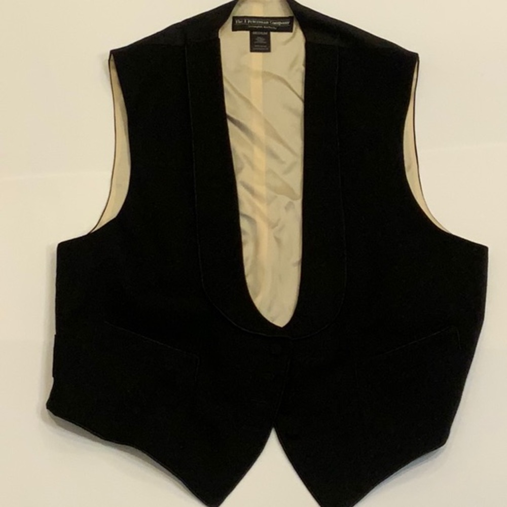 J Peterman Black Wool Vest sz M